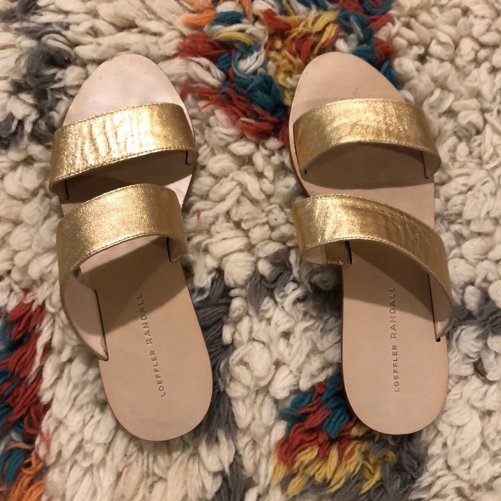 Loeffler Randall Gold Flat Sandals